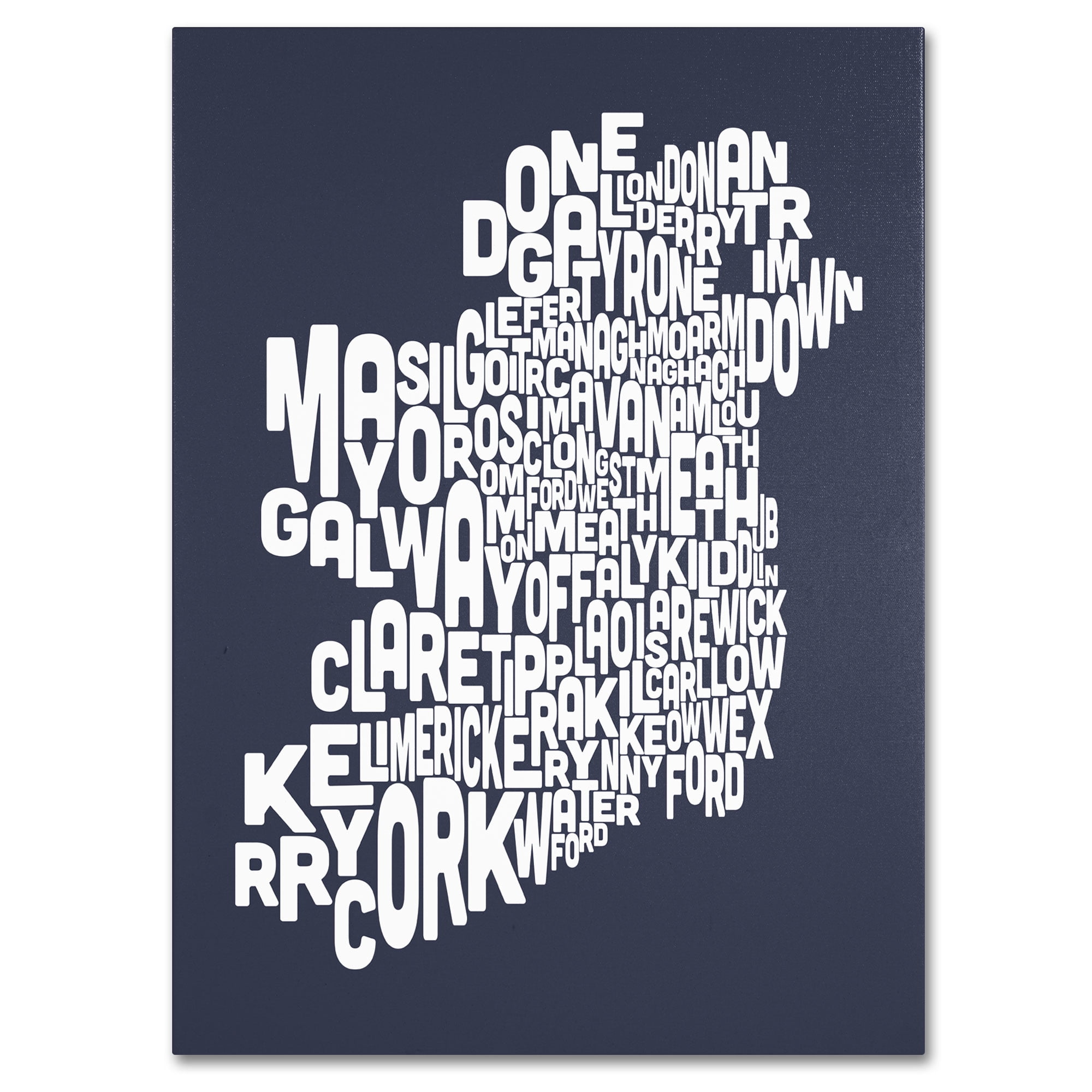Trademark Art 'SLATE-Ireland Text Map' Canvas Art by Michael Tompsett