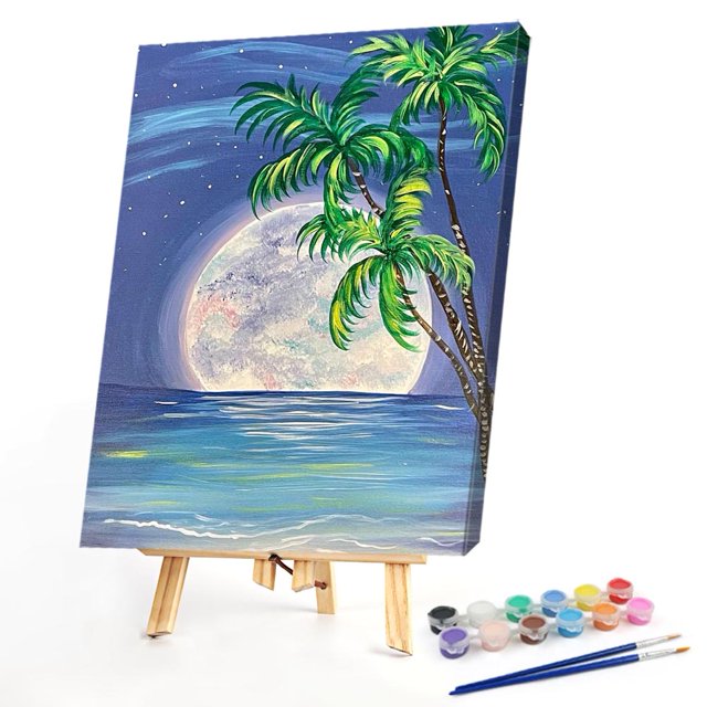 Cuadros Decorativos Kits de pintura al óleo por números de Sea Moon lienzo imagen DIY para adultos niños manualidades Wdftyju embutido en tela