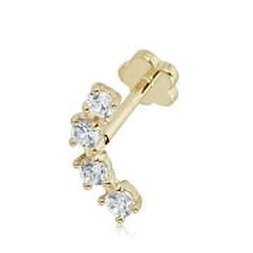 AVORA 14K Yellow Gold Simulated Diamond CZ Curved Bar Cartilage Piercing Flat Back Earring Body Jewelry (18 Gauge)