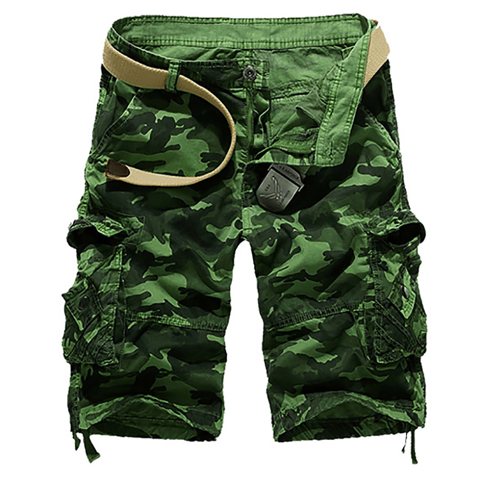 ATIXEL Men's Shorts Multi Pocket Cargo Pants Cropped Pants Loose Casual ...