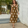 thumbnail image 3 of Brown Beige Color Dot Dress Summer Street Style Bohemia Long Dresses Female Sleeveless Printed Maxi Dress, 3 of 9