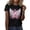 Black, variant on Womens Pink Ribbon Breast Cancer Awareness T-Shirt Angel Wings Pink Ribbon Floral Print Short Sleeve Tops Casual Breast Cancer Graphic Crew Neck Tee
