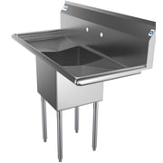 Freestanding Stainless Steel 45 in. 2-Hole Single Bowl Commercial Kitchen Sink