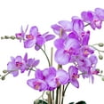 thumbnail image 4 of 27.5" Artificial Faux Purple Orchid Arrangement in Planter | Real Touch Purple Moth Phalaenopsis Orchids, 4 of 6