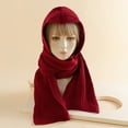 thumbnail image 2 of JAHH Women Winter Crochet Knit Hood for Scarf Outdoor Windproof Thick Warm Long Shawl Wrap Solid Color Earflap Hat Neck Neckwarmer, 2 of 4