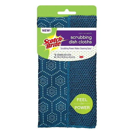 Scotch-Brite Non-Scratch Navy Scrubbing Dish Clothes, Scrubbing Power Makes Cleaning Easy, 2 Cloths