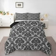 thumbnail image 2 of jejeloiu Damask Print Bedding Comforter Set,Gothic Flower Twin Comforter Sets,Black Gray Bedding Set,Breathable Bedroom Decorative Reversible,3pcs, 2 of 8