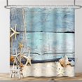 thumbnail image 6 of Seaside Shower Curtain for Bathroom 72Wx72H inches Sand Beach Shells Rustic Wood Planks Starfish and Fishing Net Nautical Marine Waterproof Shower Curtain Set with Hooks, 6 of 6