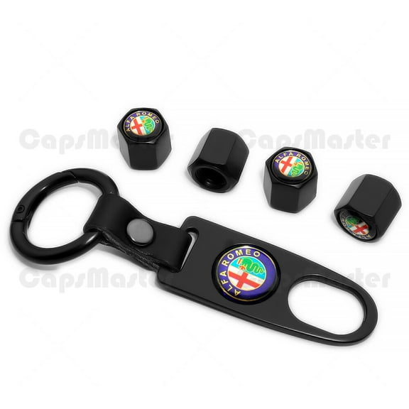 Car Wheels Tire Valve Dust Stem Air Cap Cover   Keychain Fit Alfa Romeo Sport
