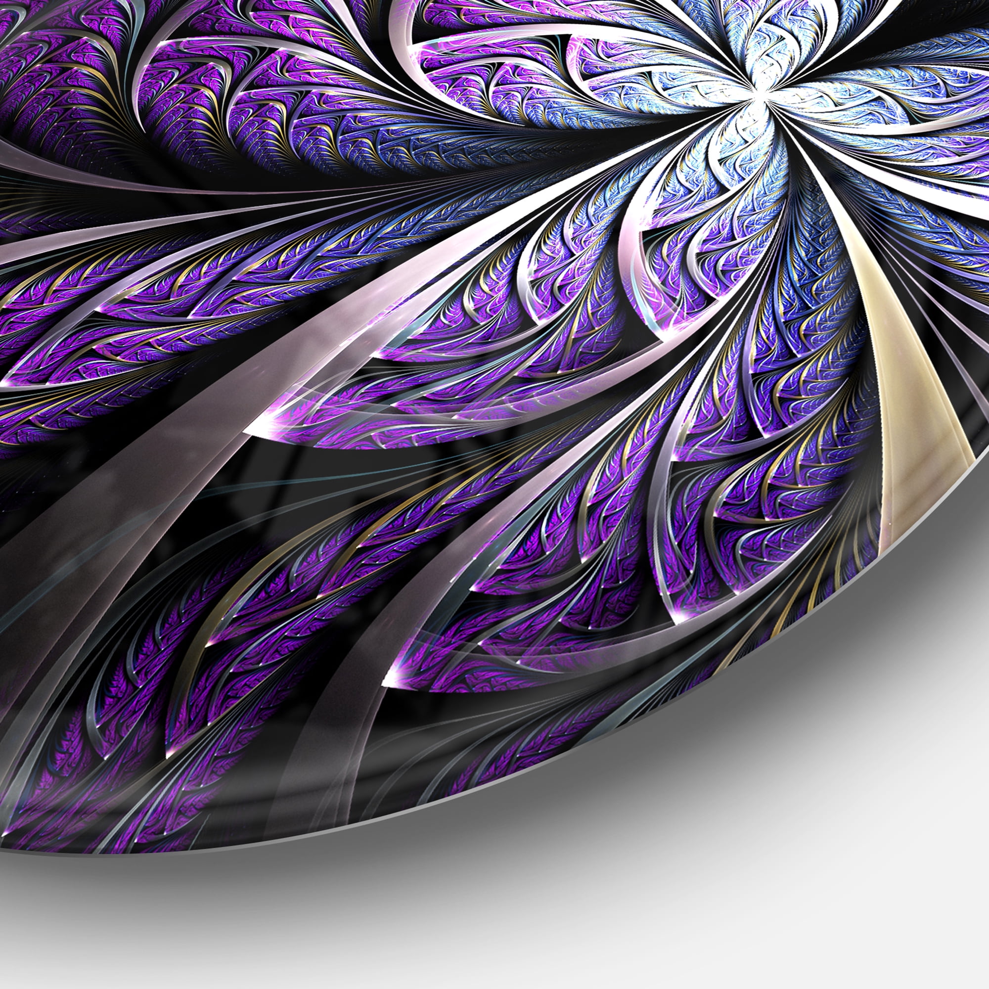 Designart Glittering Purple Fractal Flower Metal Wall Art Print, 23" x 23"