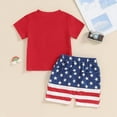 thumbnail image 7 of Toddler Baby Boy Independence Day Outfit 6 12 18 24 Months 2T 3T 4T USA Letter Print Short Sleeve Top And Pocket Shorts Boys Patriotic Outfit Set, 7 of 7