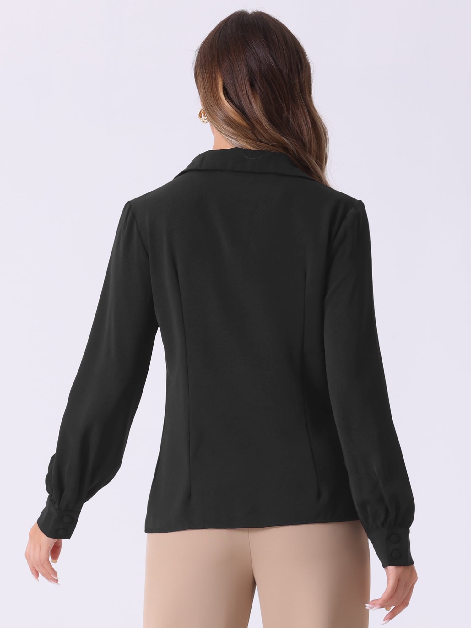 DARING DIVA Women's Button Down Shirt Vintage Collared Work Blouse M Black