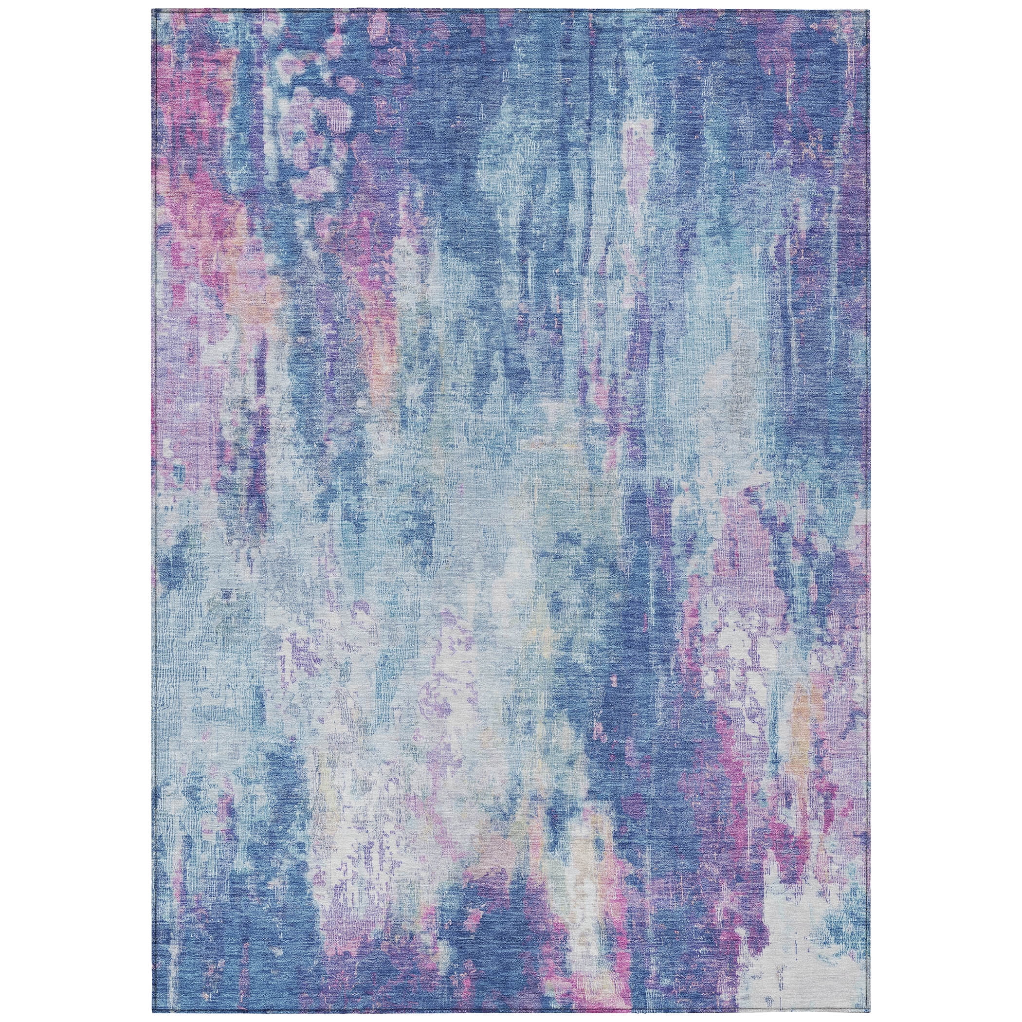 Addison Rugs Chantille Indoor/Outdoor Transitional Abstract Blue Washable Rectangle Rug, 10' x 14'