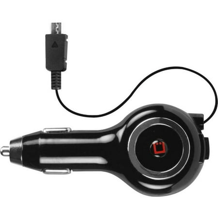 Cellet Micro USB Retractable Car Charger with Extra USB Port 1000mAh Output