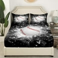 thumbnail image 3 of Baseball Sheets Baseball Bed Sheets Set Full Size for Teens Bedroom Decor Sports Game Sheet Set Cool Sports Baseball Gaming Flat Fitted Sheet Black White Room Decor 4 Pieces, 3 of 5