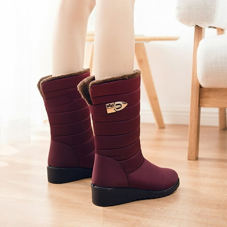 

Gubotare Women Winter Boots Women s Platform Chelsea Boots Lug Sole Combat Mid Calf Slip On Ankle Booties 8.5