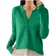 thumbnail image 2 of Aueoeo Women'S Acrylic Knitted Shirts Casual Long-Sleeved Top Button -Down V-Neck Pullover Soft Tops Green L, 2 of 3