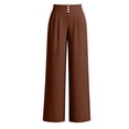 thumbnail image 4 of Mifsaly Casual Dress Pants for Women High Waisted Pleated Wide Leg Trousers Button Front Business Casual Work Slacks with Pockets Brown,M, 4 of 6