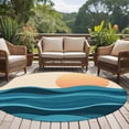 thumbnail image 5 of Ocean Waves Round Living Room Rugs 8 ft, Sun Watercolor Washable Large Area Rug with Non-Slip Sturdy Edge Binding Round Carpet for Dining Room Kitchen Office, 5 of 9