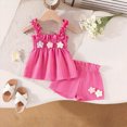 thumbnail image 2 of KPOPLK Toddler Girls Clothes Summer Short Set Outfit Tie Knot Shoulder Sleeveless Ruffle Tops and Shorts 2PCS Clothing Set(9-12 Months,Hot Pink), 2 of 6