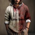 thumbnail image 1 of toraway Mens Shirts Casual Stylish Linen Male Summer Male Printed Theme Casual Round Neck Button Bloodstain Pattern Plus Size Shirt Print Solid Color Hoodie Sweatshirt XXXL, 1 of 3