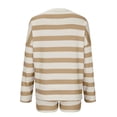 thumbnail image 4 of Offre Limitée Tenues tumgatte pour Femmes Ensemble de Détente Femmes Automne Hiver Ensembles Pyjamas Vêtements de Détente Imprimé Rayé Manches Longues Col Rond Pull Hauts et Pantalons Tenues d'Hiver pour Femmes, 4 of 5