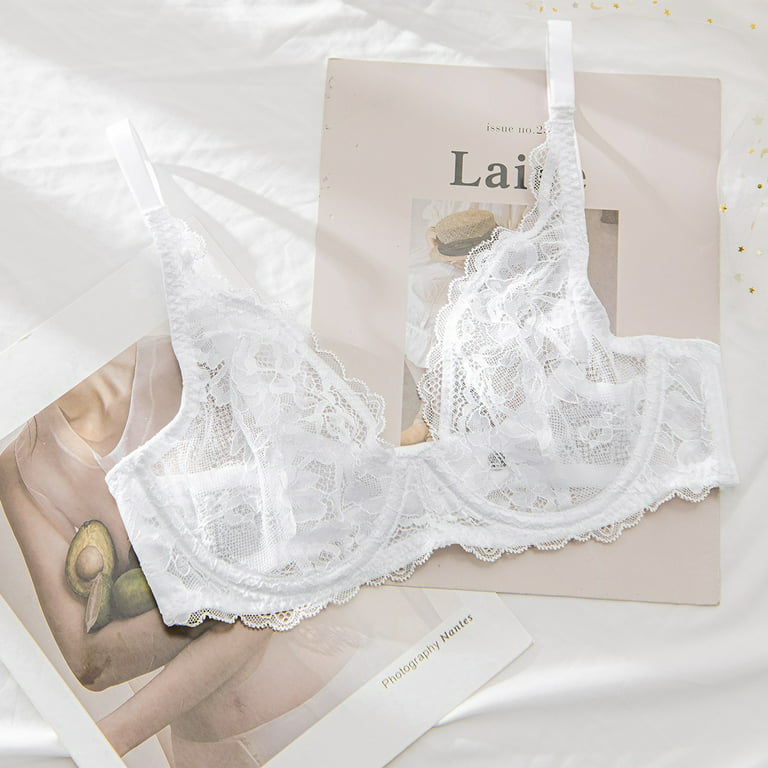 Buy Deyllo Women's Lace Bra Sexy Sheer Underwire Bra Low-Cut Unlined  Plunge(Black,32A) Online at desertcartEGYPT