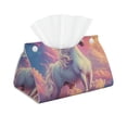 thumbnail image 2 of Lsque Colorful Cloud White Horse Printed Long Tissue Box Cover Holder, Facial Paper Organizer Dispenser,Triangle with Bottom Belt, PVC Leather Decorative Organizer, 2 of 9