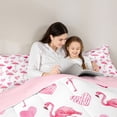 thumbnail image 5 of jejeloiu Pink Flamingo Heart Twin Comforter Sets Kids,Tropical Animal Print Bedding Set For Girls,Reversible,2pcs, 5 of 8