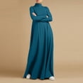 thumbnail image 6 of Leesechin Womens Dresses Casual Dress High Collar Solid Color Long Sleeve Winter Fall Basic Casual Maxi Long Dress Daily Vacation Dress, 6 of 9