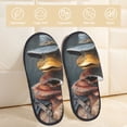 thumbnail image 2 of Bixox Men's Women's Western Cowboy Duck Patterned Plush House Slippers, Memory Foam Slippers, Indoor and Outdoor Warm Plush Bedroom Shoes, Soft Flat Sole, Comfortable and Non-slip, 2 of 5