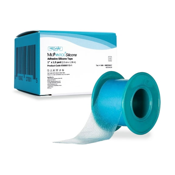 Medvance Soft Silicone Tape with Perforation for Easy Cut Size - 1" Width (1 Pack, 1.5 Yards)