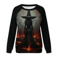 thumbnail image 4 of Bzhegqhd Women's Halloween Printed Pullover Tops Long Sleeve Raglan Sleeve Round Neck Fashion Casual Sweatshirt Soft Comfort Fall, 4 of 5
