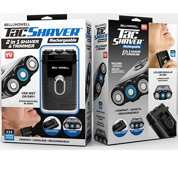 As Seen on TV Bell + Howell Tac Shaver Mustache and Beard Rotary Shaver with popup Trimmer Deluxe Rechargeable