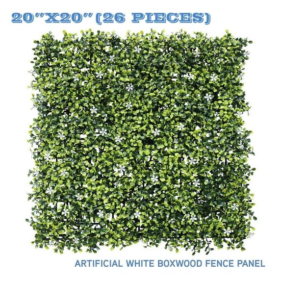 Sunshades Depot Artificial Jasmine Fence Panel Green Wall Windscreen Privacy Screen Decorative Ivy Faux Leaves-26Pcs