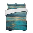 thumbnail image 2 of Teal Golden Oil Painting Twin XL Size Down Alternative Comforter, Lightweight Comforter Quilt Bedding Set with Pillow Shams Modern Art Retro Abstract All Seasons Bed Comforter Duvet Insert 68"x98", 2 of 7