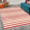 thumbnail image 2 of Striped Decorative Rug, Geometric Colorful Tone Brush Style Lines Grunge Retro Digital Print, Quality Carpet for Bedroom Dorm and Living Room, 6 Sizes, Vermilion Red, by Ambesonne, 2 of 4