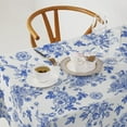 thumbnail image 6 of Floral Print Tablecloth Tablecloth 60x102 Inch Rectangle, Vintage Blue and White Table Cloth Linen Farmhouse Table Cover for Kitchen Party Dining Decor, 6 of 6