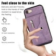 thumbnail image 6 of Crossbody RFID BLOCKING Wallet Case for iPhone 7/8/SE 2022 2020 with Card Holder, Zipper Pocket Kickstand Function Shockproof Purse Phone Cover with Removable Shoulder Strap & Wrist Strap, Purple, 6 of 8