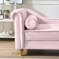 thumbnail image 4 of Modern Upholstered Sofa Chair with Metal Legs, Velvet Chaise Lounge Indoor with Backrest and Rolled Armrest, Storage Chaise Lounge with 1 Pillow for Living Room, Bedroom, Office, Pink, 4 of 9
