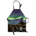 thumbnail image 1 of Aurora Borealis Apron, Well Known Aurora Icelandic Trait Rocky Mountainous Area Landscape, Unisex Kitchen Bib with Adjustable Neck for Cooking Gardening, Adult Size, Multicolor, by Ambesonne, 1 of 4