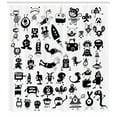 thumbnail image 3 of Ambesonne Hipster Shower Curtain, Cartoon Doodle Space, 69"Wx75"L, Black White, 3 of 3