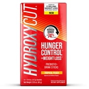 Hydroxycut Hunger Control and Weight Loss Prebiotic Powder Drink Sticks, Tropical Peach, 14 Count