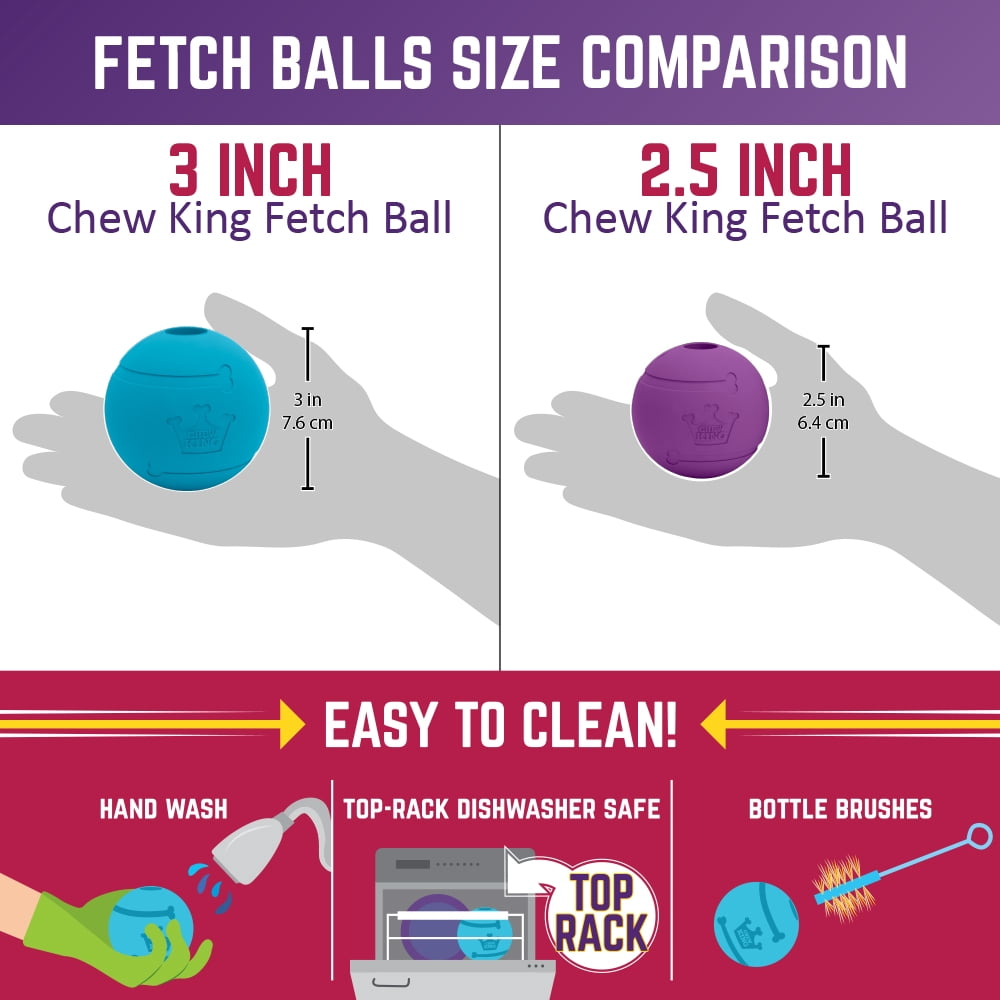 Chew King 2.5" Durable Rubber Fetch Balls Dog Toy, 8 Pack