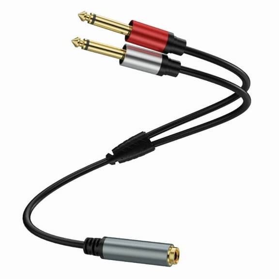 6.35mm TRS Stereo Female Plug to 2 6.35mm Male TS Mono Jack Audio Speaker Adapter,6.35mm Audio Speaker Splitter Cable