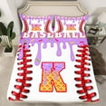 thumbnail image 2 of Manfei Letter Monogrammed K Boy 4-Piece Full Size Sheets,Graffiti Splash Bed Sheets,Sport Baseball Lightweight Sheet Sets,Lightweight Room Decor, 2 of 7