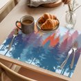 thumbnail image 3 of Boho Forest Silhouette Placemats Set of 8 Retro Abstract Forest Trees Blue Place Mats Indoor Wipeable Table Mats Washable Cloth Dining Table Placemats for Kitchen Holiday Party Home Decor 13x19 Inch, 3 of 9