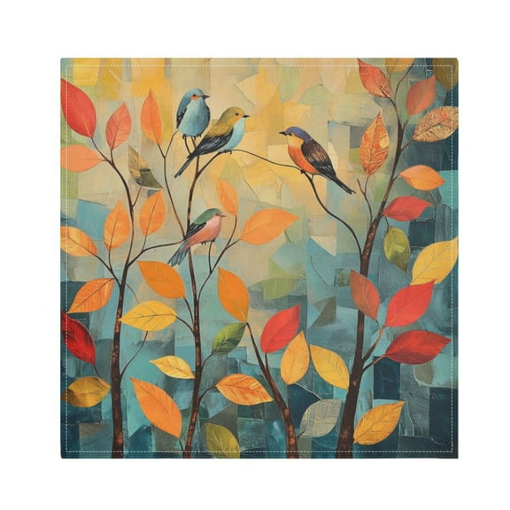 Napkin Satin Napkin 20*20Inchx1 Kitchen Towel Dinner Plate Towel Decorative Towel Napkin Tea Towel Suitable For Kitchen Table Colorful Tree Lovely Bird