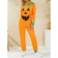 thumbnail image 3 of SAYOO Halloween Couple Jumpsuit Pajamas Print Long Sleeve Zip Hooded Romper Sleepwear for Women Men, 3 of 9