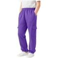 thumbnail image 2 of NAISIBABY Boys Cargo Sweatpants, Elastic Waist with Pockets Fleece-Lined School Uniform Athletic Jogger Pants Purple 7T, 2 of 6